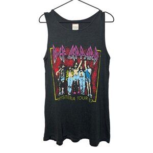NWOT People of Leisure Sz L Def Leopard Tunic Tank, Grey Band Tshirt (1544)